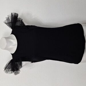 Boden Black Polka Dot Tulle Shoulder Silk Cotton Blend Avant Garde Glam Top -8